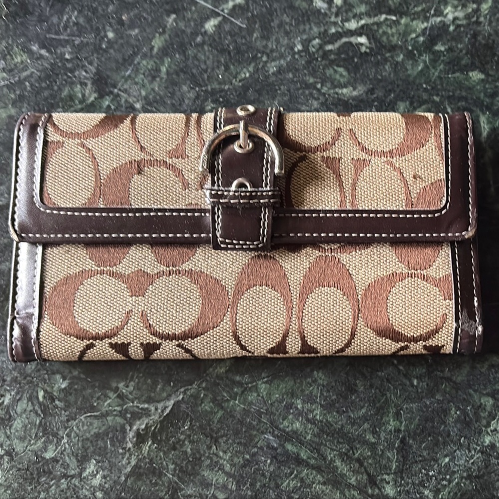 Coach Brown and Tan Signature Wallet